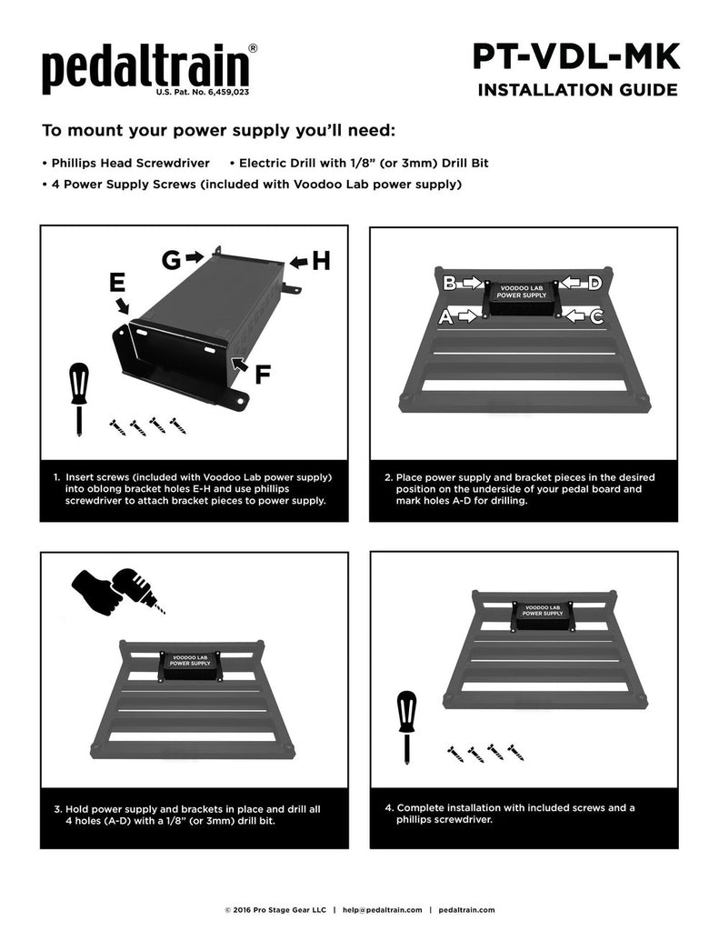  Pedaltrain PT-VDL-MK - Voodoo Lab Mounting Kit for Novo, Classic, and Terra series Accessories